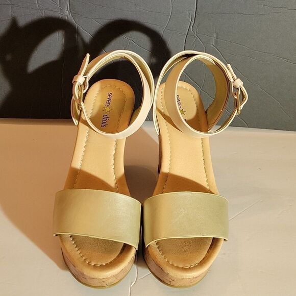 SEVEN DIALS  ANKLE STRAP OPEN TOE WEDGE STYLE HEEL SANDAL G1 - Picture 3 of 14